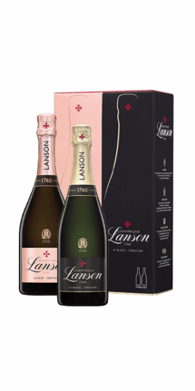 Champagne Lanson - Black Label + Rosé Label v darčekovom balení